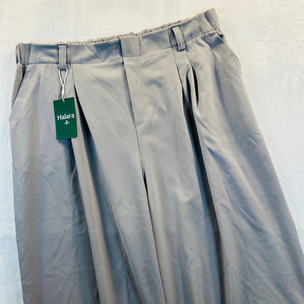 Halara Taupe Grey High Waisted Wide Leg Pleated Waffle Knit Work Pants XXL/1X